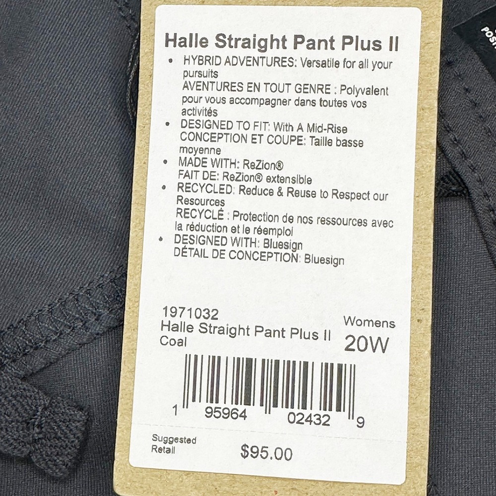PRANA‎ Women's Halle Straight Pant Plus II NWT • 20W • coal gray • hiking nylon - Picture 6 of 7